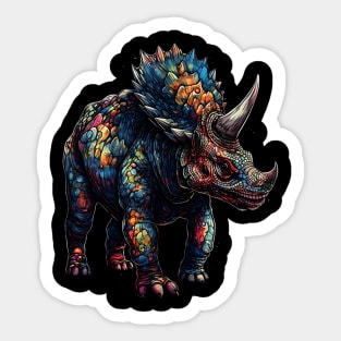 Colorful Horned Dinosaur Sticker